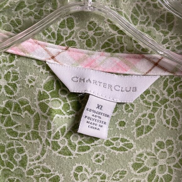 CHARTER CLUB XL Light Ivy Thistle Green Floral Robe Sleep Shirt Cottage Core NWT - Picture 4 of 7